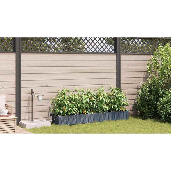 vidaXL Garden Planter 4 pcs LiGht Grey Steel