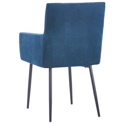 vidaXL Dining Chairs with Armrests 2 pcs Blue Velvet