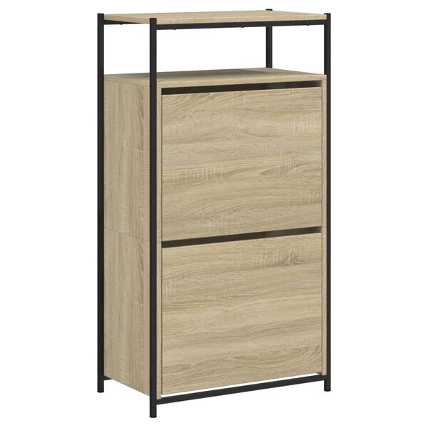 vidaXL Shoe Cabinet Sonoma Oak 60x34x112 cm Engineered Wood