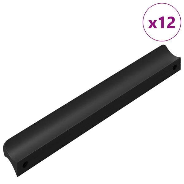 vidaXL Handle 12 pcs Black 106 x 7.4 x 15.5 mm Aluminium
