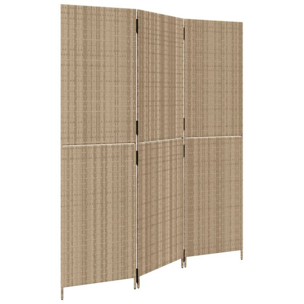 vidaXL Room Divider 3 Panels Beige Poly Rattan