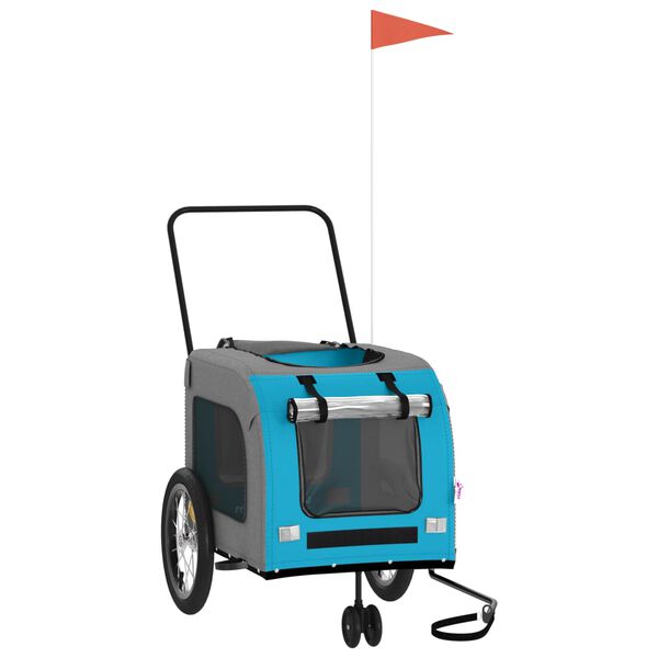 vidaXL Pet Bike Trailer Blue and Grey Oxford Fabric and Iron