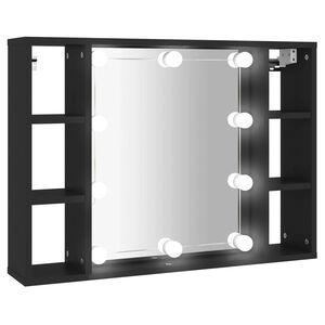 vidaXL Mirror Cabinet with LED Black 76x15x55 cm