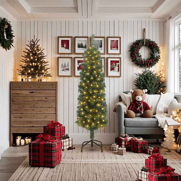 vidaXL Artificial Christmas Tree with 300 LEDs with Stand Green 180 cm