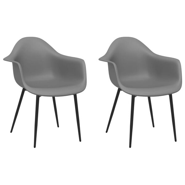 vidaXL Dining Chairs 2 pcs Grey PP