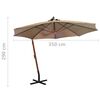 vidaXL Hanging Garden Parasol with Pole Taupe 3.5x2.9 m Solid Fir Wood