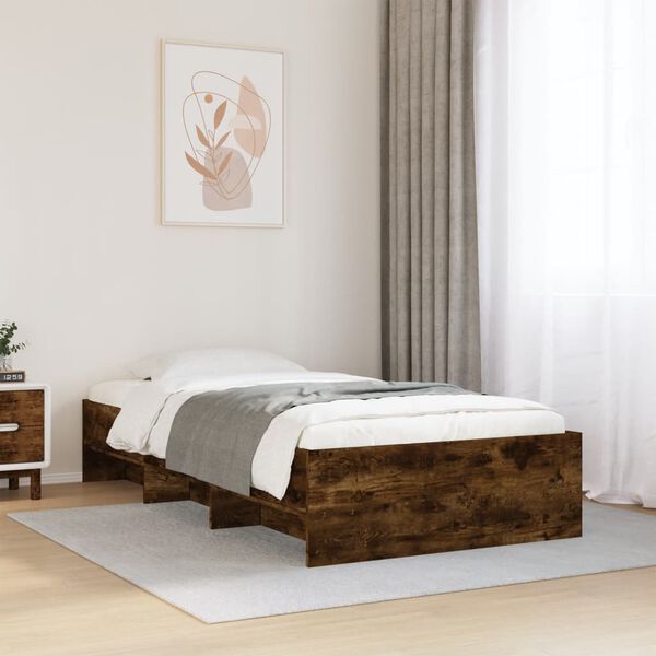 vidaXL Bed Frame without Mattress Smoked Oak 100x200 cm Engineered Wood