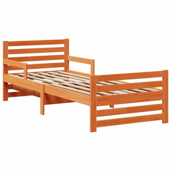 vidaXL Bed Frame with Headboard Wax Brown 80 x 200 cm Engineered Wood
