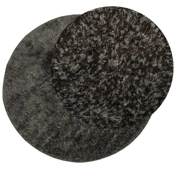 vidaXL Rug ISTAN High Pile Shiny Look Anthracite Ø 80 cm