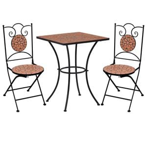 vidaXL Mosaic Bistro Set | Terracotta | Powder-coated iron | Medium | Durable