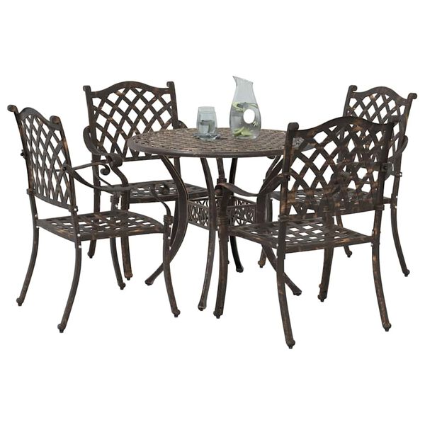 vidaXL Garden Dining Set 5 pcs Bronze 90 x 90 x 75 cm Cast Aluminium