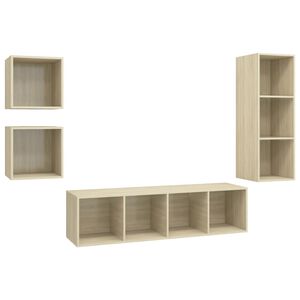 vidaXL TV Cabinet Set | Sonoma oak | Engineered wood | Medium | TV Cabinet Set