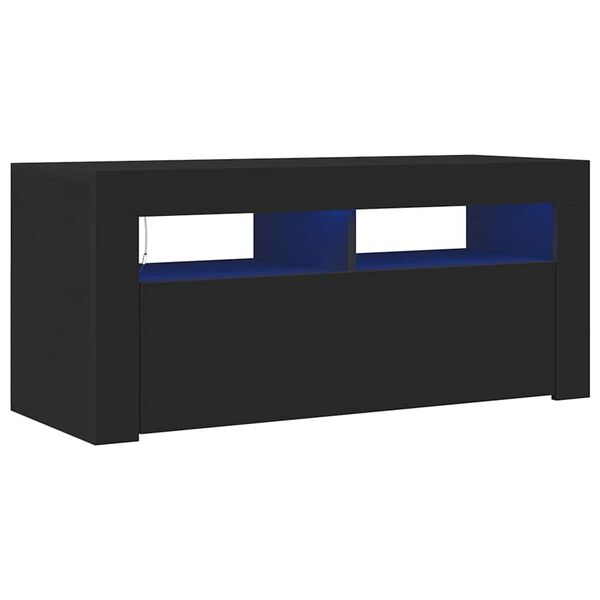 vidaXL TV Cabinet with LED Lights Black 90x35x40 cm