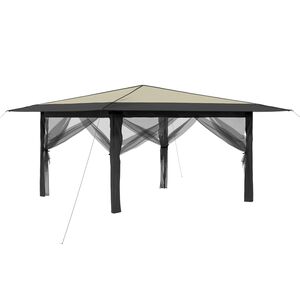 vidaXL Gazebo with 4 Sidewalls 4 x 4 m Cream and Anthracite