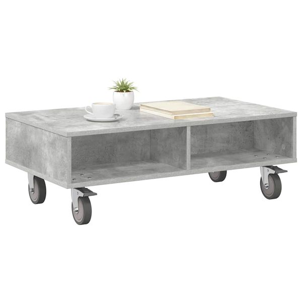 vidaXL Side Table with Wheels Concrete Grey 90 x 50 x 30 cm