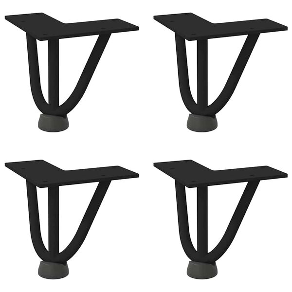 vidaXL Hairpin Legs for Coffee Table 4 pcs Black 10 cm Solid Steel
