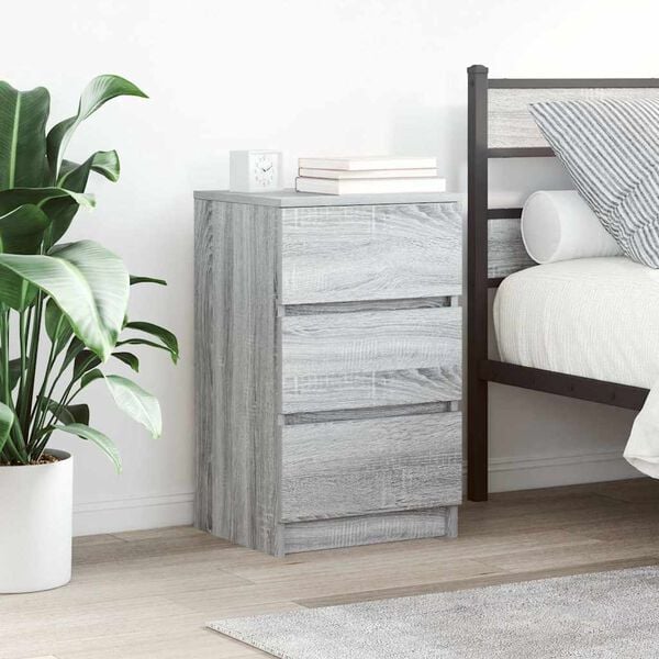 vidaXL Bedside Cabinets with 3 Drawers 2 pcs Grey Sonoma 39x35x65 cm
