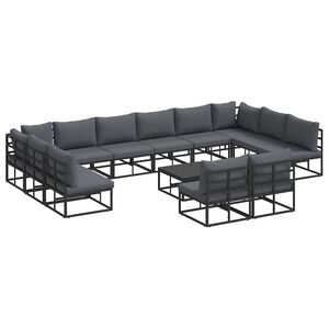 vidaXL Garden Sofa Set 13 pcs Black Aluminium