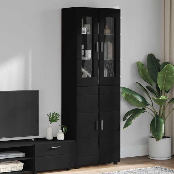 vidaXL Highboard FLORIN Black 60 x 35 x 182 cm Engineered Wood