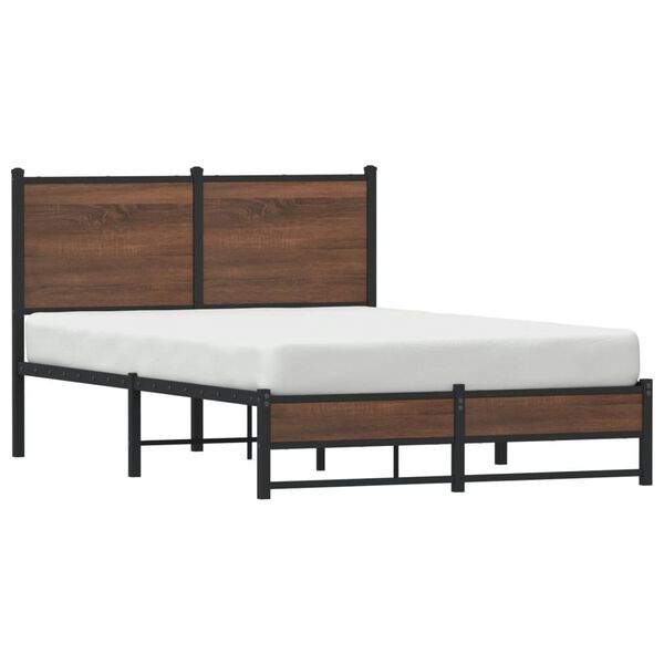 vidaXL Metal Bed Frame without Mattress Brown Oak 120x200 cm