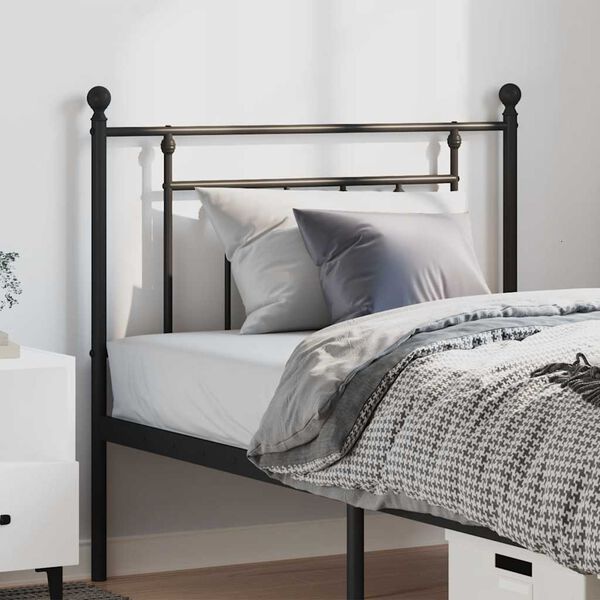 vidaXL Metal Replace Headboard Black 100 cm