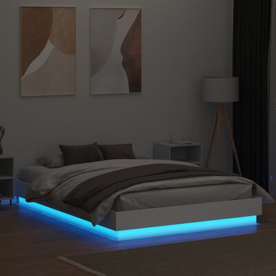 vidaXL Bed Frame with LED Lights White 120x200 cm