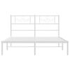 vidaXL Metal Bed Frame without Mattress with Headboard White 140x190cm