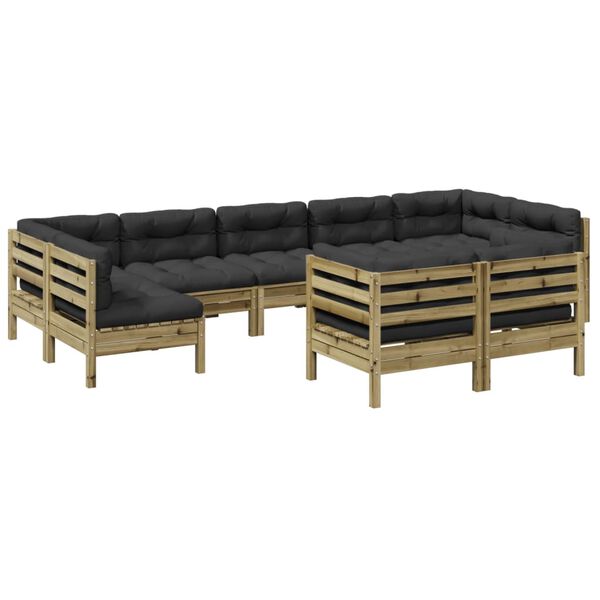 vidaXL 9 Piece Garden Sofa Set with Cushions Impregnated Wood Pine