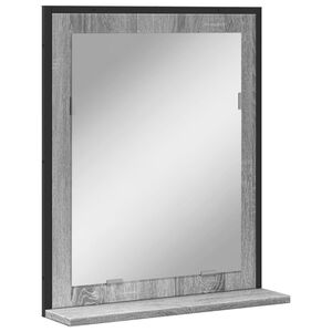 vidaXL Bathroom Mirror with Shelf Grey Sonoma 50x12x60 cm Engineered Wood