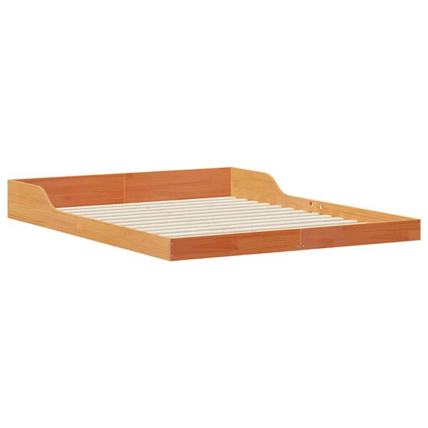 vidaXL Bed Frame Wax Brown 160 x 210 cm Solid Pine Wood