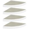 vidaXL Wall Corner Shelf | Set of 4 | Oak and White | Honeycomb MDF, Metal