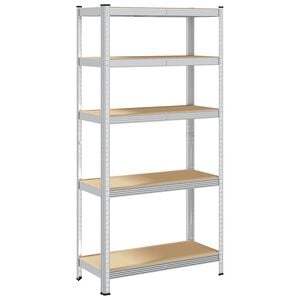 vidaXL 5-Layer Storage Shelf Silver Steel&Engineered Wood