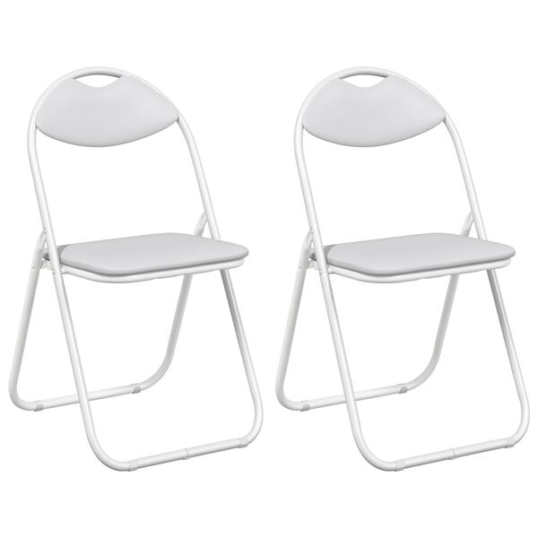 vidaXL Folding Chair 2 pcs White 48 x 43.5 x 81 cm Faux Leather