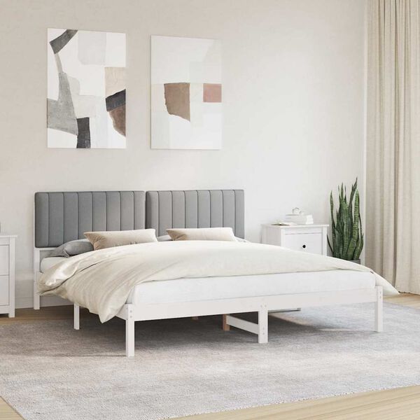 vidaXL Bed Frame with Upholstered Headboard Light Grey 180 x 200 cm