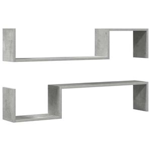 vidaXL Wall Shelves 2 pcs Concrete Grey 100x15x20 cm Engineered Wood