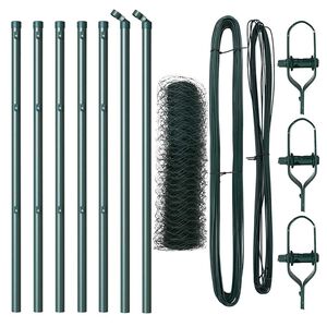 vidaXL Hexagonal Fence Ground Fix 10 x 0.6 m PVC-Coated Steel Green