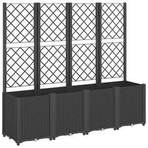 vidaXL Garden Planter with Trellis Black 160x40x140 cm PP