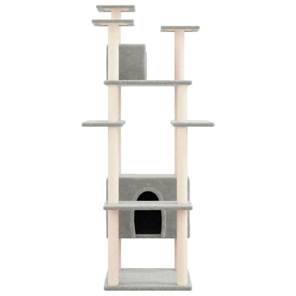 vidaXL Cat Tree with Sisal Scratching Posts Light Grey 162 cm