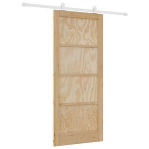 vidaXL Sliding Door Natural and White 86 x 198.5 cm Solid Pine Wood