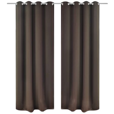 vidaXL Blackout Curtains 2 pcs with Metal Eyelets 135x175 cm Brown