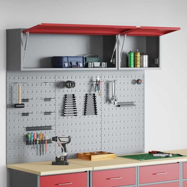 vidaXL Tool Cabinet Set with Shelf 5 pcs Red Powder-Coated Steel