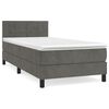 vidaXL Box Spring Bed with Mattress Dark Grey 90x200 cm Velvet