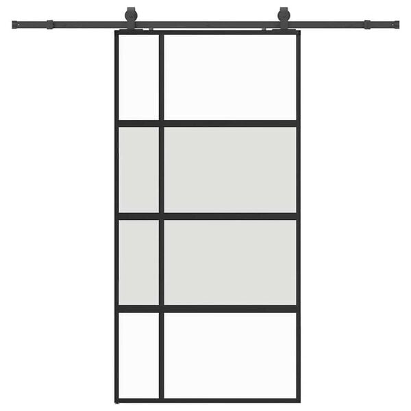 vidaXL Sliding Door with Hardware Set Black 102.5x205 cm Tempered Glass