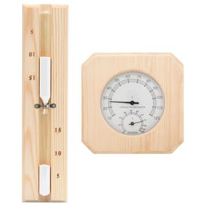 vidaXL 2 in 1 Sauna Hygrothermograph and Sand Timer Set Solid Wood Pine