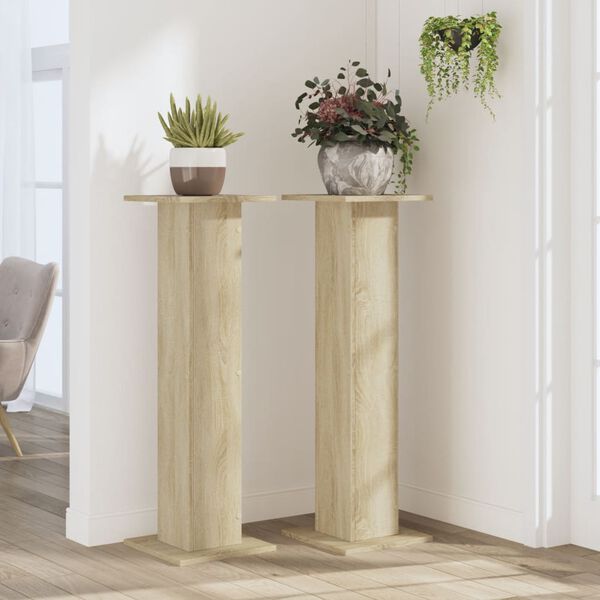 vidaXL Plant Stands 2 pcs Sonoma Oak 30x30x95 cm Engineered Wood