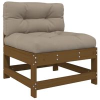vidaXL Middle Sofa with Cushions Honey Brown Solid Wood Pine