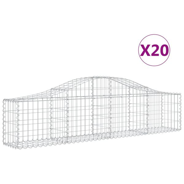 vidaXL Arched Gabion Baskets 20 pcs 200x30x40/60 cm Galvanised Iron