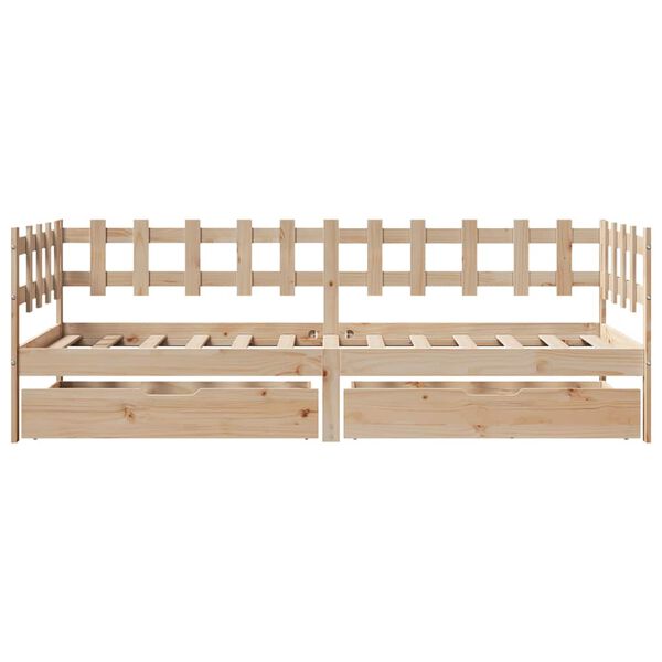 vidaXL Daybed with Drawers without Mattress 90x200 cm Solid Wood