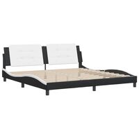 vidaXL Bed Frame with Headboard Black and White 200x200 cm Faux Leather