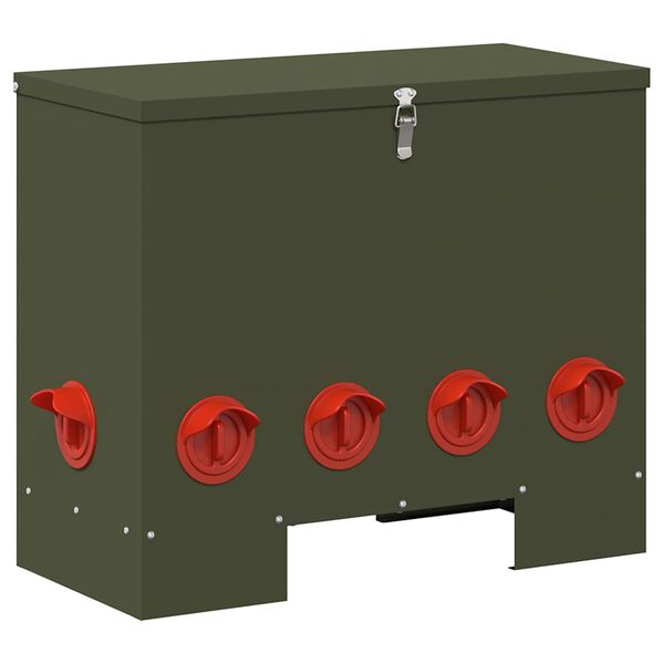 vidaXL Chicken Feeder Olive Green 60.5 x 29 x 51 cm Cold-Rolled Steel
